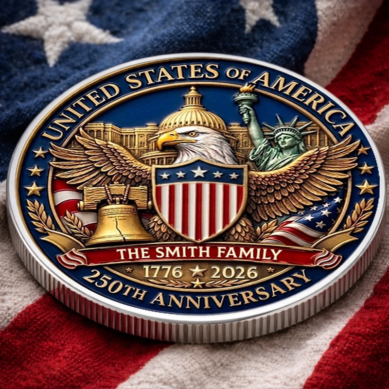Personalized America 250th Anniversary Commemorative Keepsake Coin – Gifts For Family – Generations Of American Pride