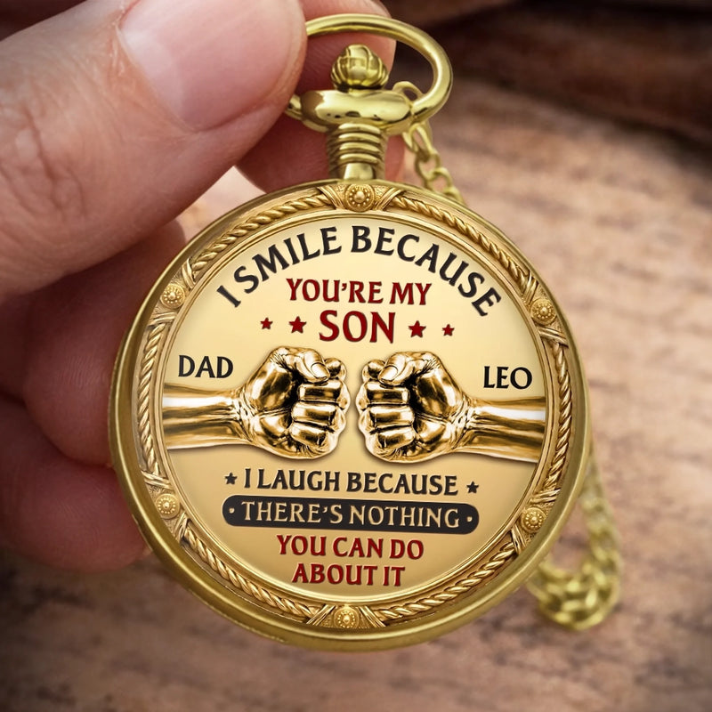 Personalized Pocket Watch – Birthday Gifts For Son  – Proud Of The Man You Are Becoming