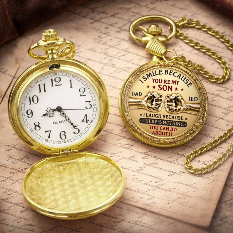 Personalized Pocket Watch – Birthday Gifts For Son  – Proud Of The Man You Are Becoming