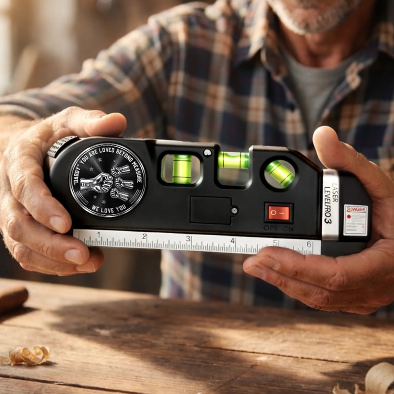 Personalized Laser Level Tool – Father's Day Gifts For Dad, Grandpa – Dad Fixes Everything With Love
