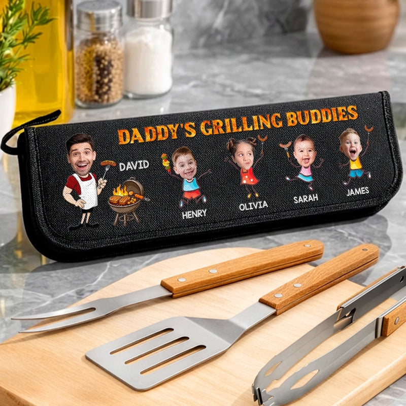 Personalized Photo BBQ Tool Set With Storage Bag  – Father's Day Gifts For Dad, Grandpa – Dad’s Time To Relax