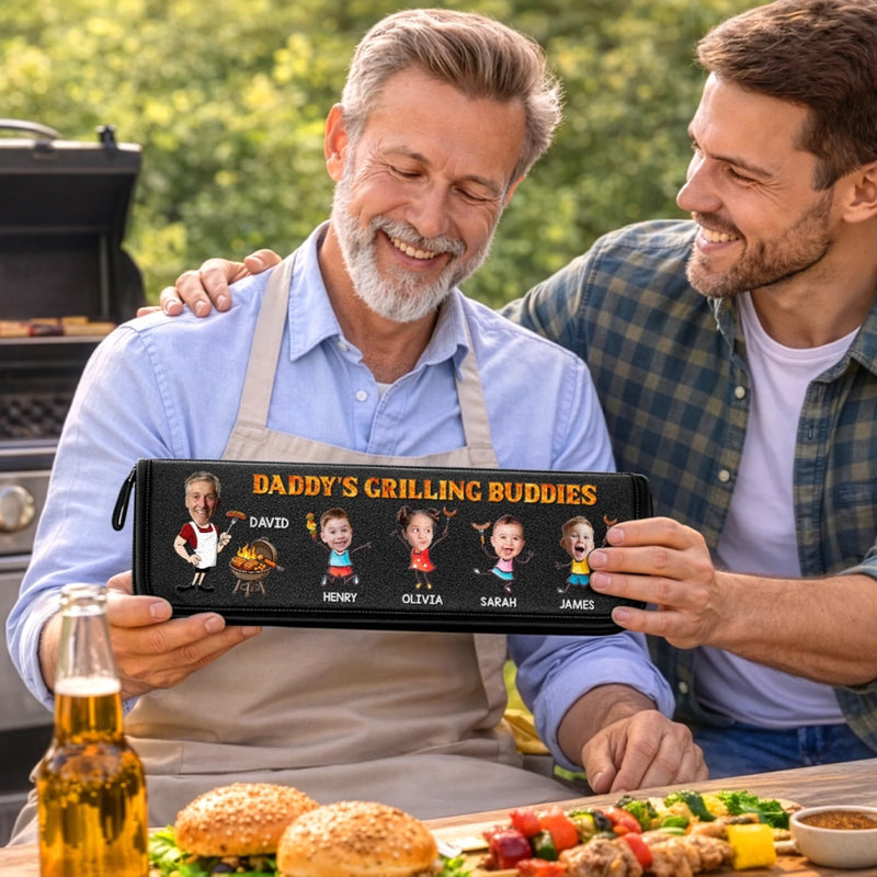 Personalized Photo BBQ Tool Set With Storage Bag  – Father's Day Gifts For Dad, Grandpa – Dad’s Time To Relax