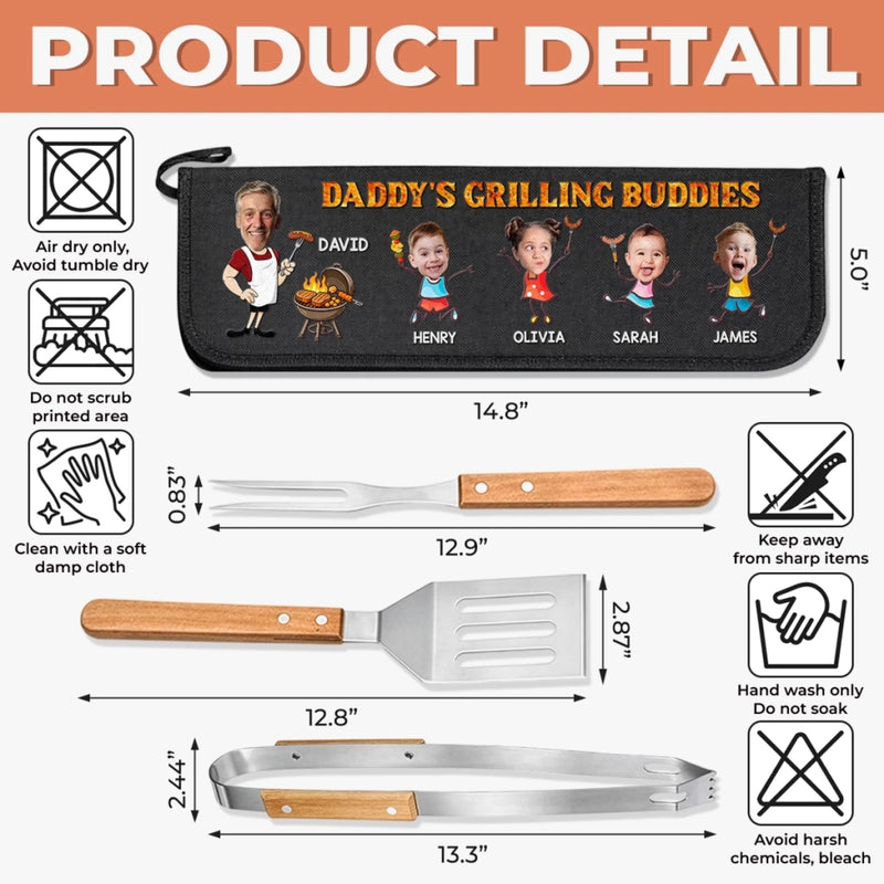 Personalized Photo BBQ Tool Set With Storage Bag  – Father's Day Gifts For Dad, Grandpa – Dad’s Time To Relax