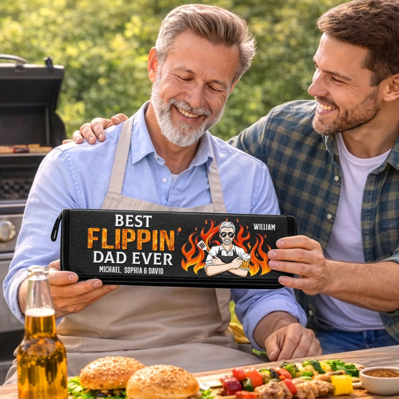 Personalized BBQ Tool Set With Storage Bag  – Father's Day Gifts For Dad, Grandpa – Dad’s Kitchen, Best In Town