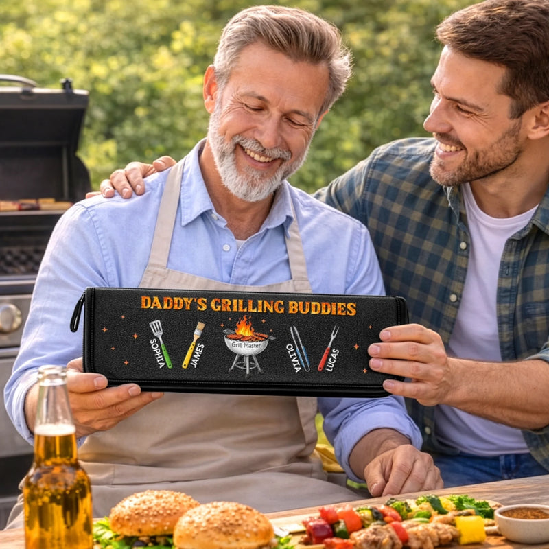 Personalized BBQ Tool Set With Storage Bag  – Father's Day Gifts For Dad, Grandpa – Daddy's Grilling Buddy