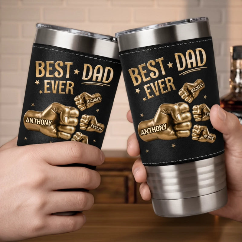 Personalized Printed Leather Tumbler – Father's Day Gifts For Dad, Grandpa – Dad The Man The Myth