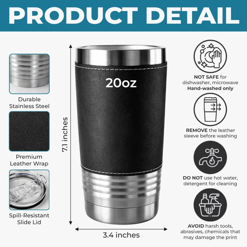 Personalized Printed Leather Tumbler – Father's Day Gifts For Dad, Grandpa – Dad The Man The Myth