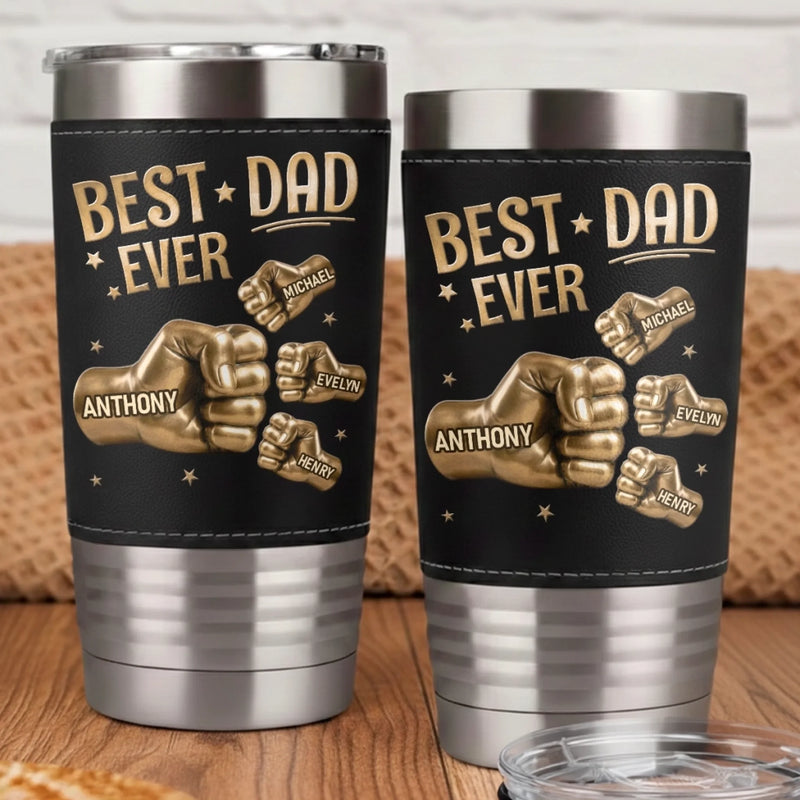 Personalized Printed Leather Tumbler – Father's Day Gifts For Dad, Grandpa – Dad The Man The Myth