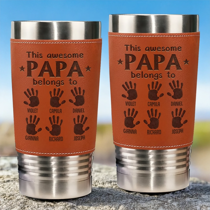 Personalized Printed Leather Tumbler – Father's Day Gifts For Dad, Grandpa – World’s Greatest Dad