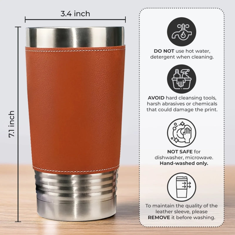 Personalized Printed Leather Tumbler – Father's Day Gifts For Dad, Grandpa – World’s Greatest Dad