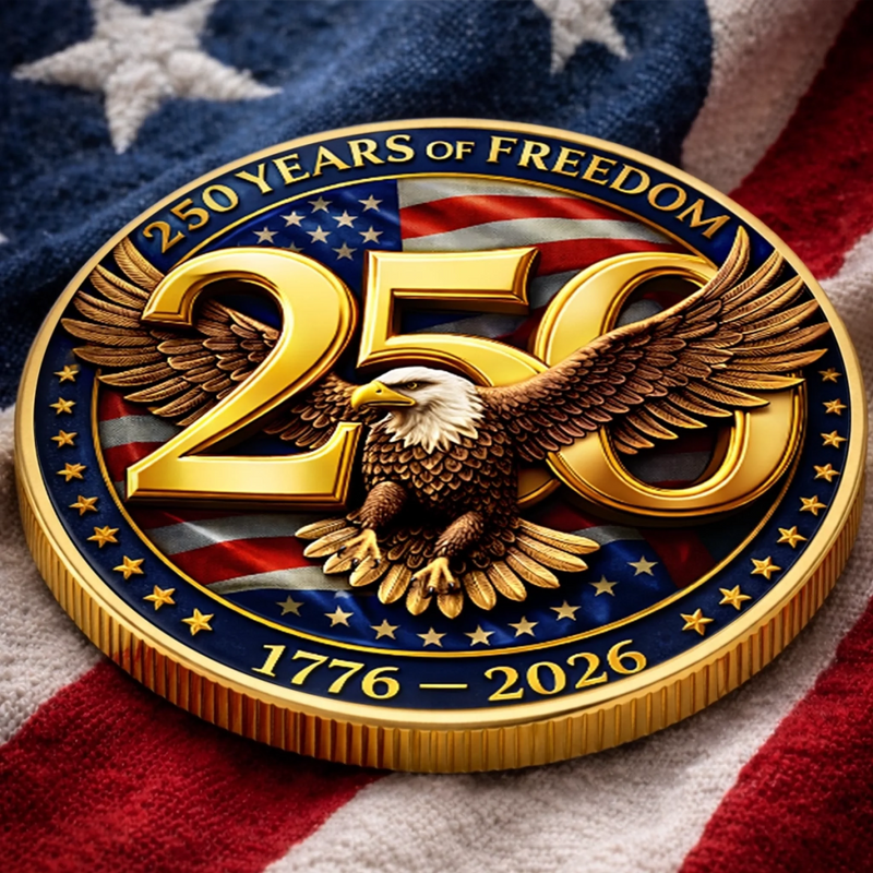 Personalized America 250th Anniversary Commemorative Keepsake Coin – Gifts For Family – United By Freedom