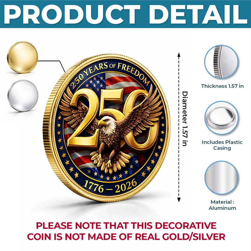 Personalized America 250th Anniversary Commemorative Keepsake Coin – Gifts For Family – United By Freedom