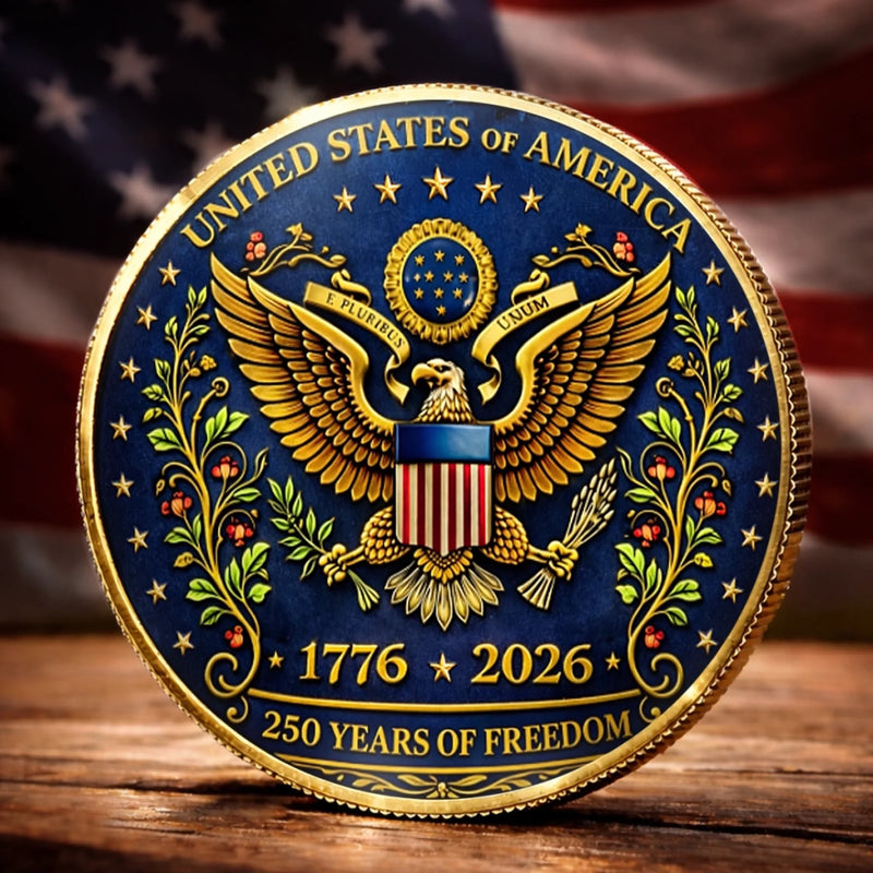 Personalized America 250th Anniversary Commemorative Keepsake Coin – Gifts For Family – Strong Roots Bright Future