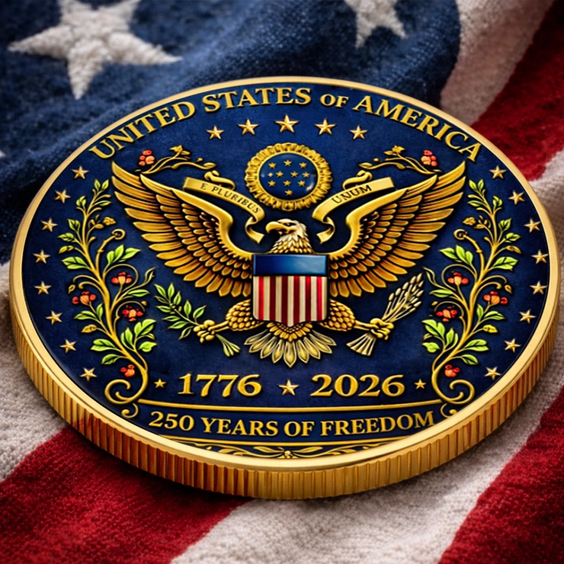 Personalized America 250th Anniversary Commemorative Keepsake Coin – Gifts For Family – Strong Roots Bright Future