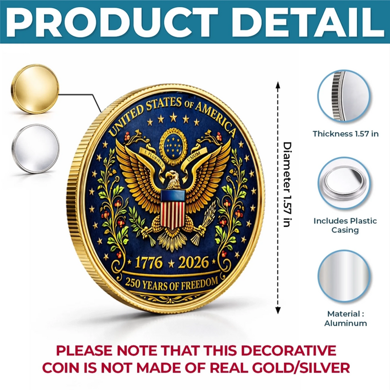 Personalized America 250th Anniversary Commemorative Keepsake Coin – Gifts For Family – Strong Roots Bright Future