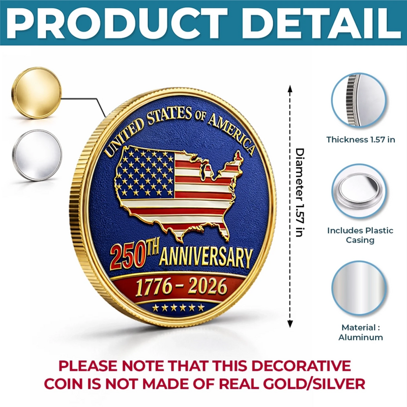 Personalized America 250th Anniversary Commemorative Keepsake Coin – Gifts For Family – Together We Celebrate Freedom