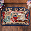 Personalized America 250th Anniversary Shaped Doormat – Gifts For Family – United In Pride And Honor