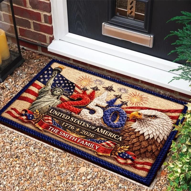 Personalized America 250th Anniversary Doormat – Gifts For Family – United We Stand Since 1776