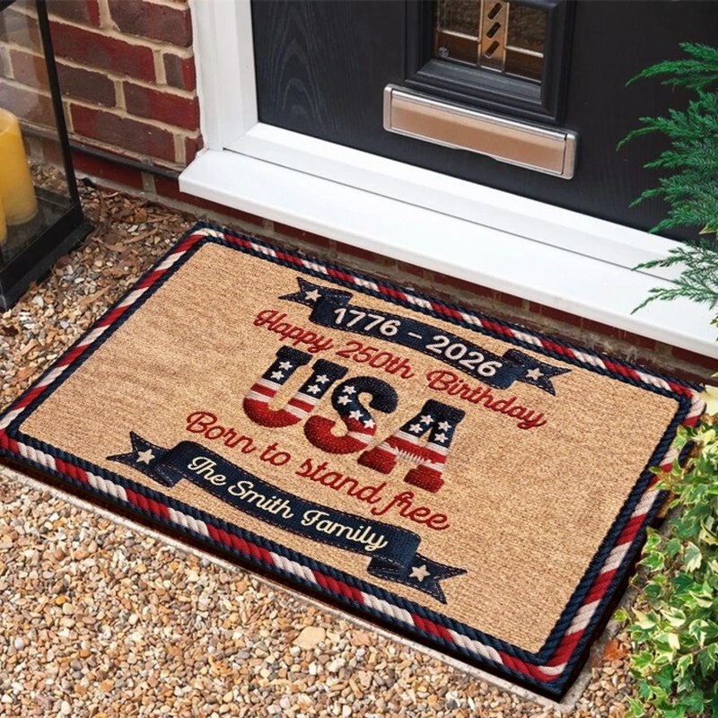 Personalized America 250th Anniversary Doormat – Gifts For Family – Home Of The Brave