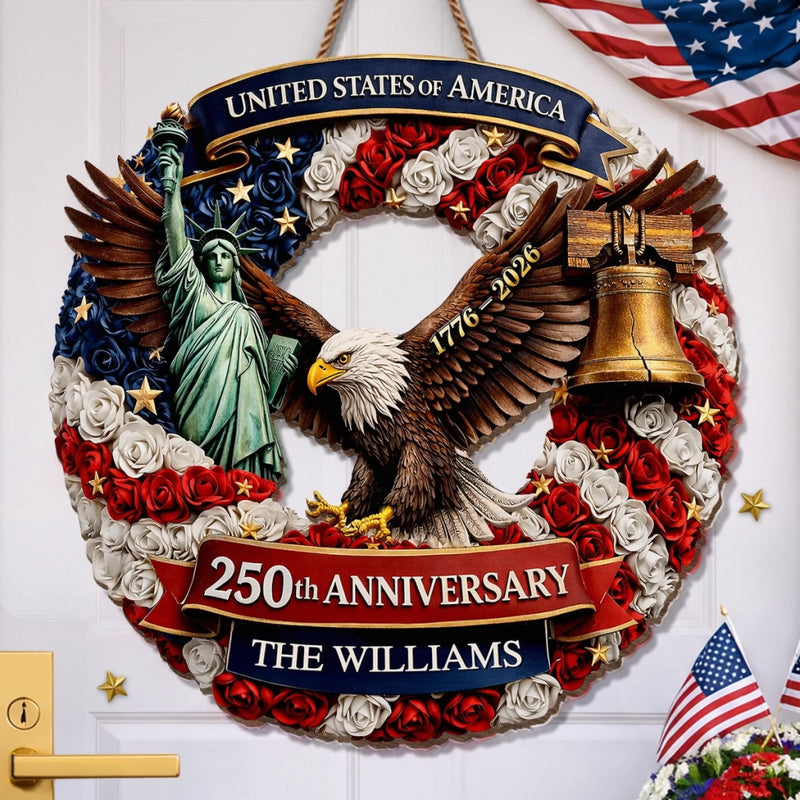 Personalized America 250th Anniversary Wood Sign – Gifts For Family – Freedom Is Who We Are