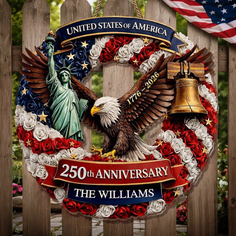Personalized America 250th Anniversary Wood Sign – Gifts For Family – Freedom Is Who We Are