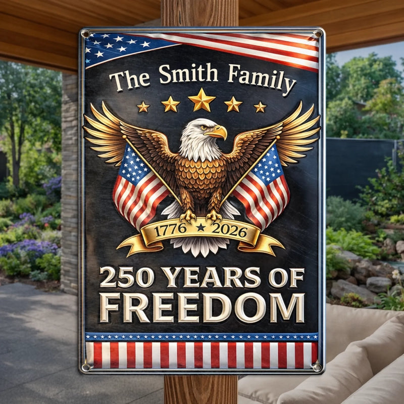 Personalized America 250th Anniversary  Metal Sign – Gifts For Family – Still Standing, Still Free