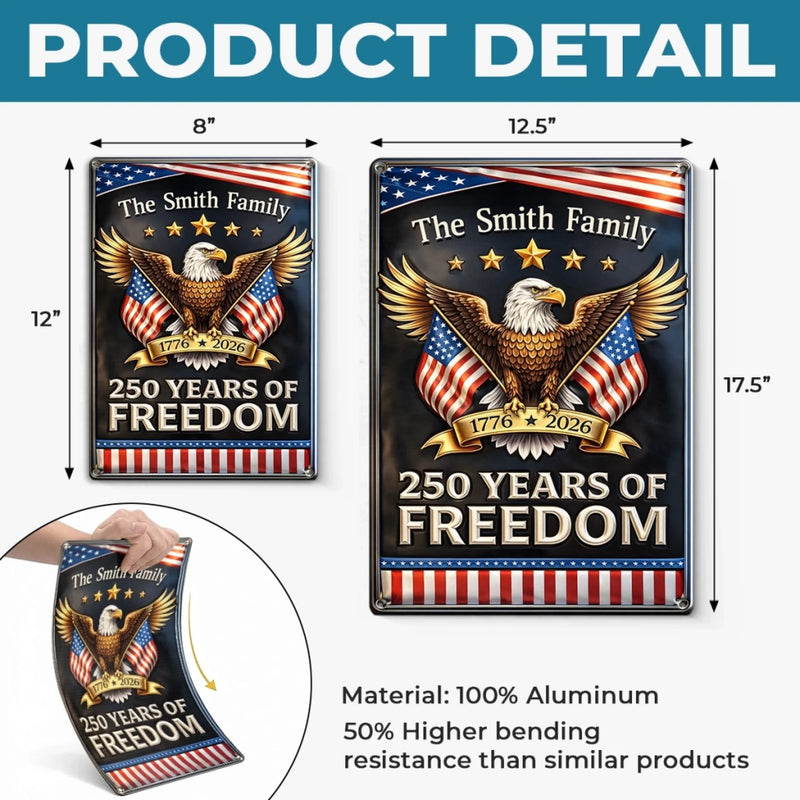Personalized America 250th Anniversary  Metal Sign – Gifts For Family – Still Standing, Still Free