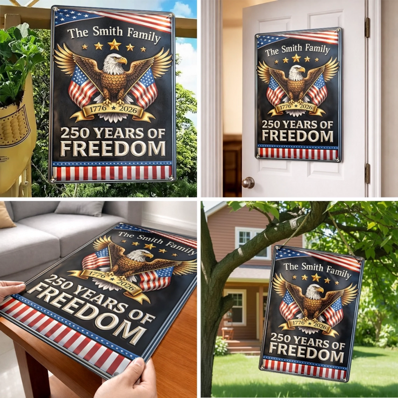 Personalized America 250th Anniversary  Metal Sign – Gifts For Family – Still Standing, Still Free
