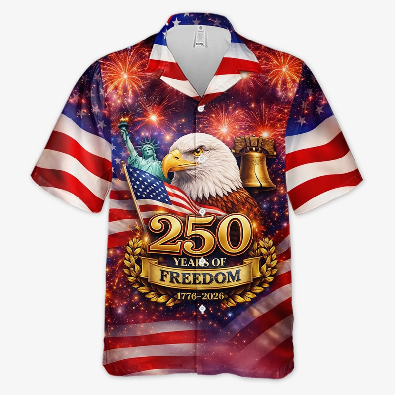 Personalized America 250th Anniversary – Custom Unisex Tropical Hawaiian Aloha Shirt – Gifts For Men, Women – Let Freedom Shine With Aloha