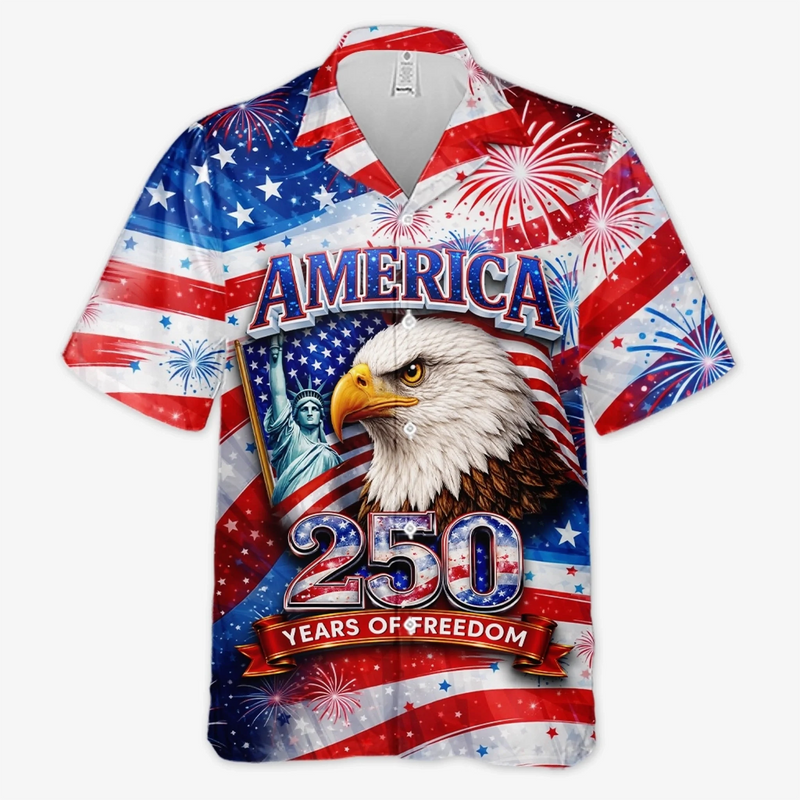 Personalized America 250th Anniversary – Custom Unisex Tropical Hawaiian Aloha Shirt – Gifts For Men, Women – Liberty Guides Our Journey