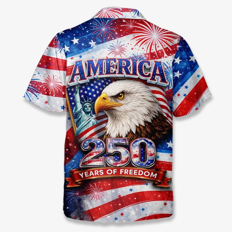 Personalized America 250th Anniversary – Custom Unisex Tropical Hawaiian Aloha Shirt – Gifts For Men, Women – Liberty Guides Our Journey