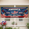 Personalized America 250th Anniversary – Polyester Outdoor Banner – Gifts For Family – Bound By Freedom Forever