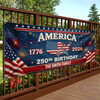 Personalized America 250th Anniversary – Polyester Outdoor Banner – Gifts For Family – Bound By Freedom Forever