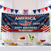 Personalized America 250th Anniversary – Polyester Outdoor Banner – Gifts For Family – Bound By Freedom Forever
