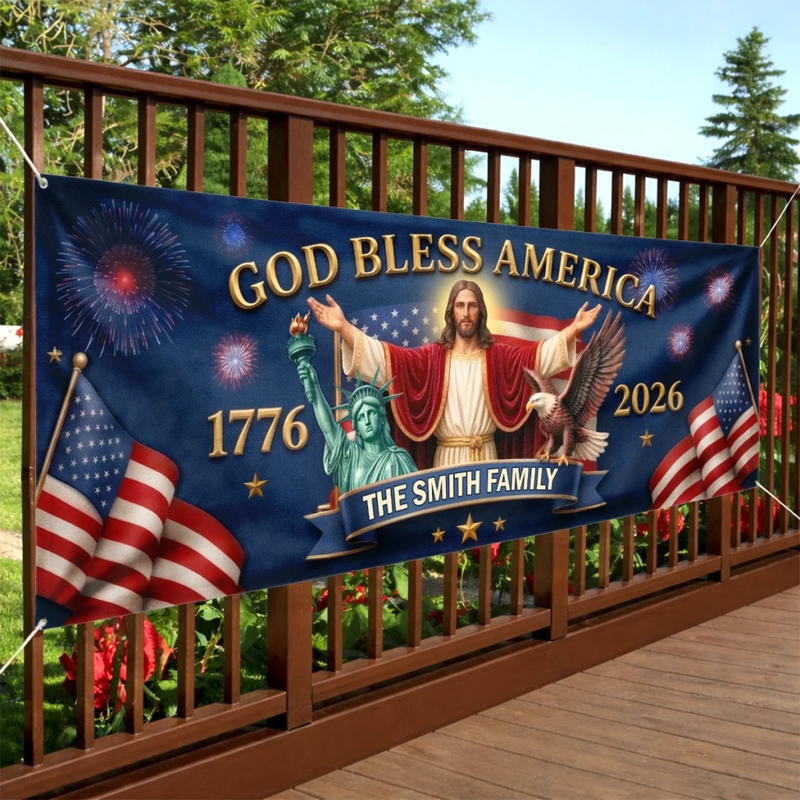 Personalized America 250th Anniversary – Polyester Outdoor Banner – Gifts For Family – Legacy Lives On Strong