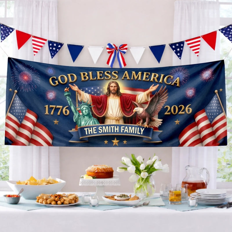 Personalized America 250th Anniversary – Polyester Outdoor Banner – Gifts For Family – Legacy Lives On Strong