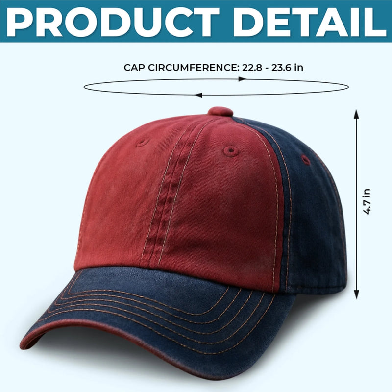 Personalized America 250th Anniversary – Washed Denim Baseball Cap – Gifts For Men, Women – The Long Game