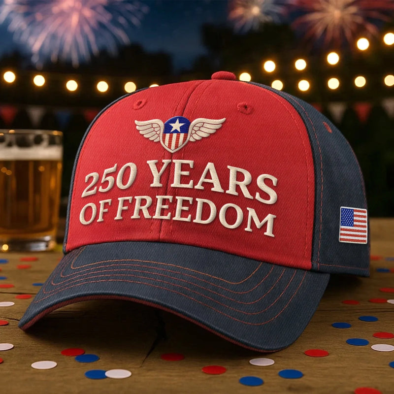 Personalized America 250th Anniversary – Embroidered Retro Washed Cap – Gifts For Men, Women – Freedom Looks Good on Me