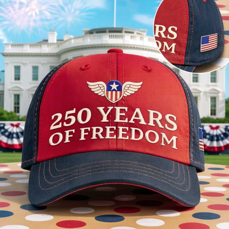 Personalized America 250th Anniversary – Embroidered Retro Washed Cap – Gifts For Men, Women – Freedom Looks Good on Me