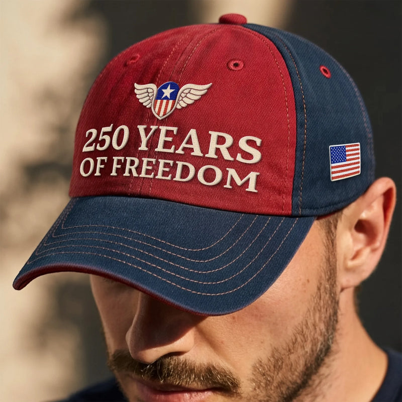 Personalized America 250th Anniversary – Embroidered Retro Washed Cap – Gifts For Men, Women – Freedom Looks Good on Me