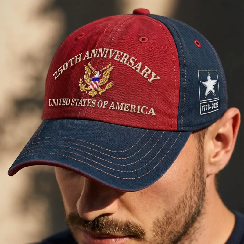 Personalized America 250th Anniversary – Embroidered Retro Washed Cap – Gifts For Men, Women – 250 Years Unshaken