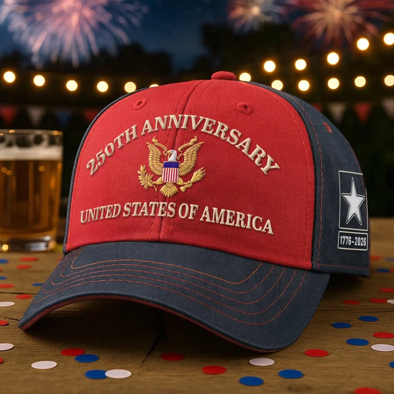 Personalized America 250th Anniversary – Embroidered Retro Washed Cap – Gifts For Men, Women – 250 Years Unshaken