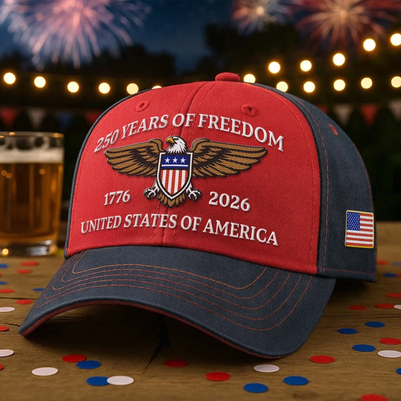 Personalized America 250th Anniversary – Embroidered Retro Washed Cap – Gifts For Men, Women – From 1776 To Forever