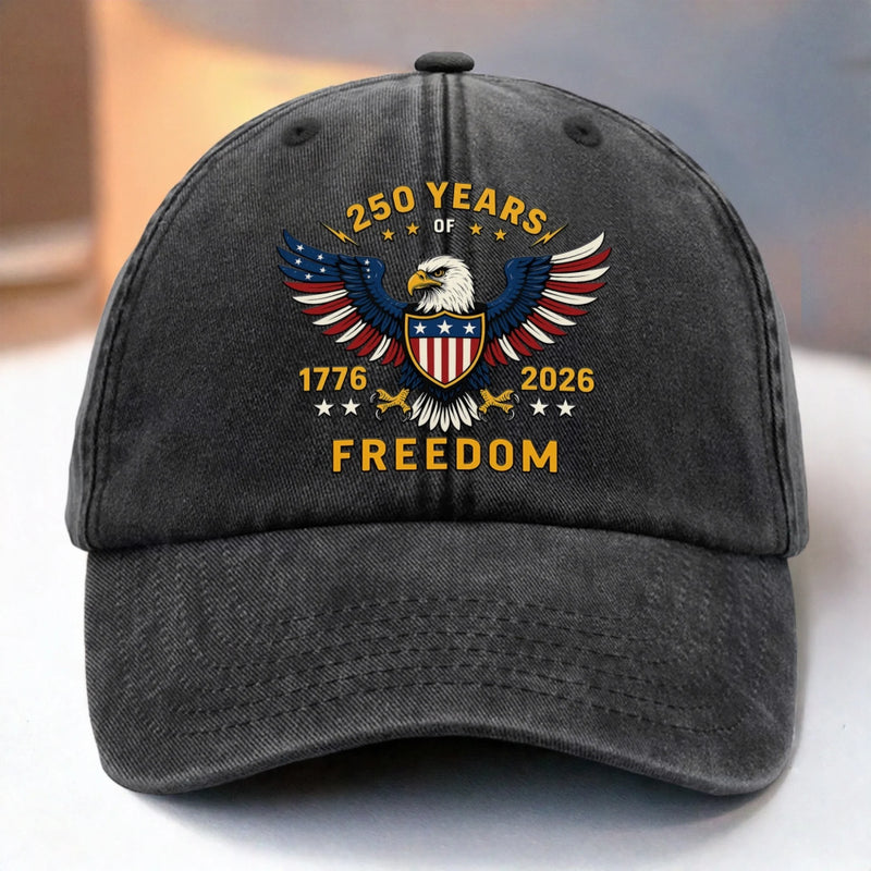 Personalized America 250th Anniversary – Vintage Washed Denim Baseball Cap US – Gifts For Men, Women – 250 Years Of Freedom