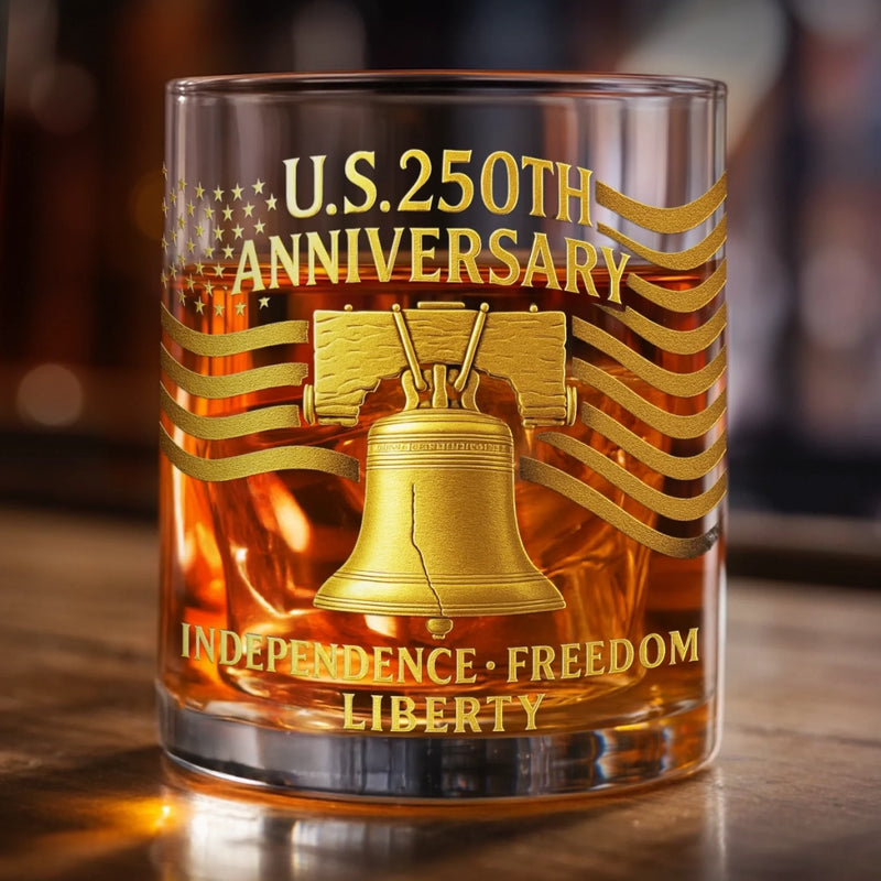 Personalized America 250th Anniversary – 11oz Whiskey Glass – Gifts For Men, Women – 250 Years of Liberty