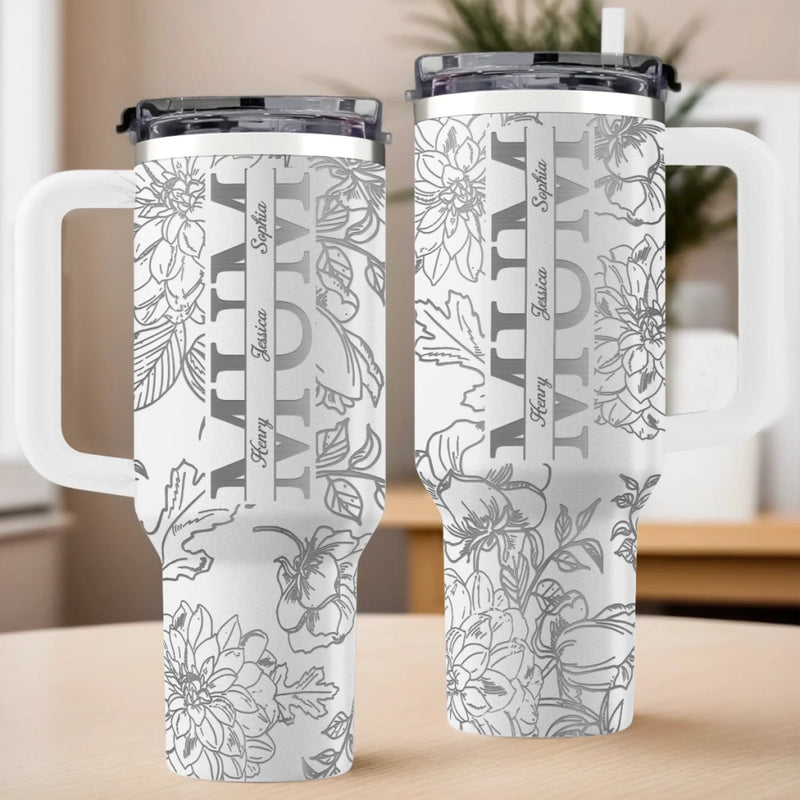 Personalized Engraved 40oz Tumbler With Handle – Mother's Day Gifts For Mom, Grandma – Love Begins With Her