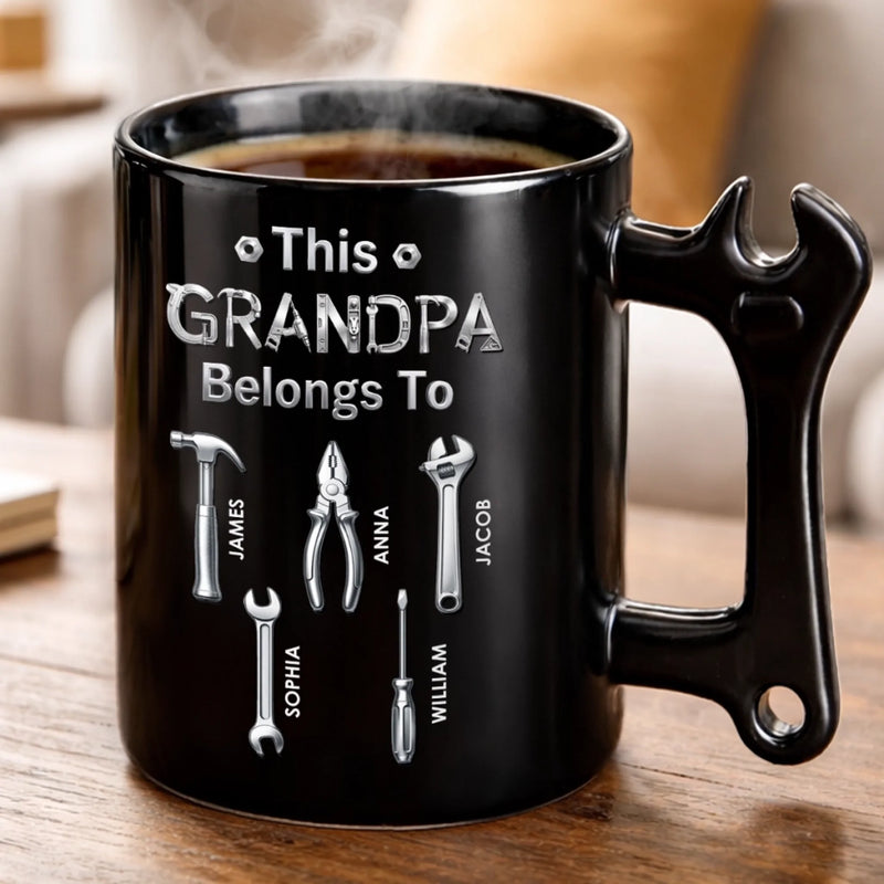Personalized Wrench Handle Mug – Father's Day Gifts For Dad, Grandpa – Tool Time With Dad