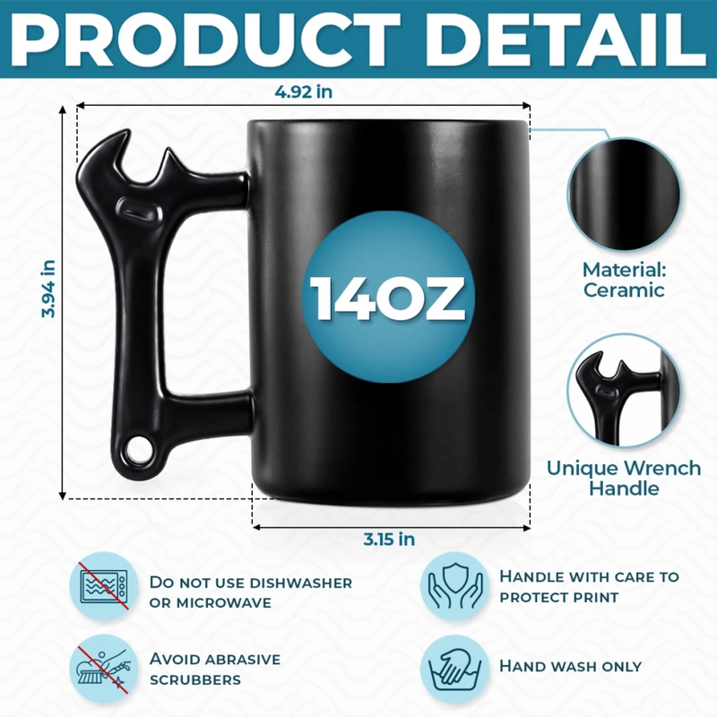 Personalized Wrench Handle Mug – Father's Day Gifts For Dad, Grandpa – Tool Time With Dad