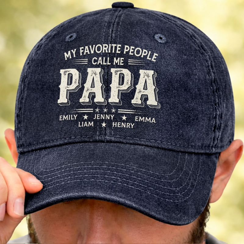 Personalized Vintage Washed Denim Baseball Cap – Father’s Day Gift For Dad – Grandpa Never Outdated