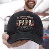 Personalized Vintage Washed Denim Baseball Cap – Father’s Day Gift For Dad – The Man The Myth Dad